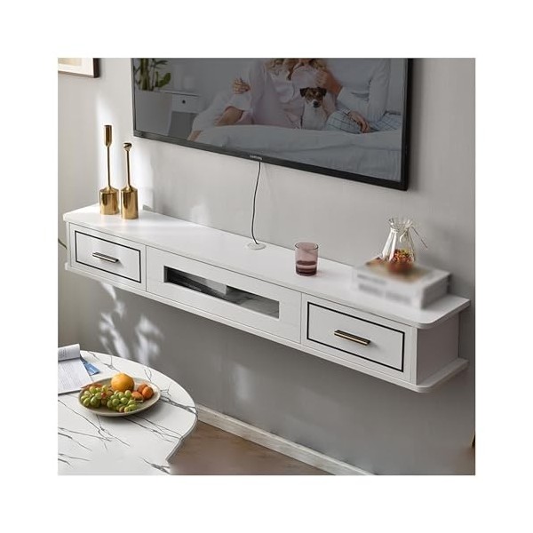 Meuble TV Mural de 59 Pouces, Meuble TV Flottant, Console TV Flottante Moderne, Centre de Divertissement Flottant avec étagèr