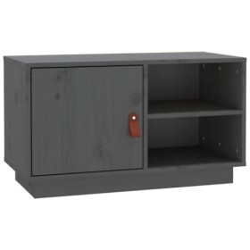 Meuble TV gris 70x34x40 cm bois massif pin
