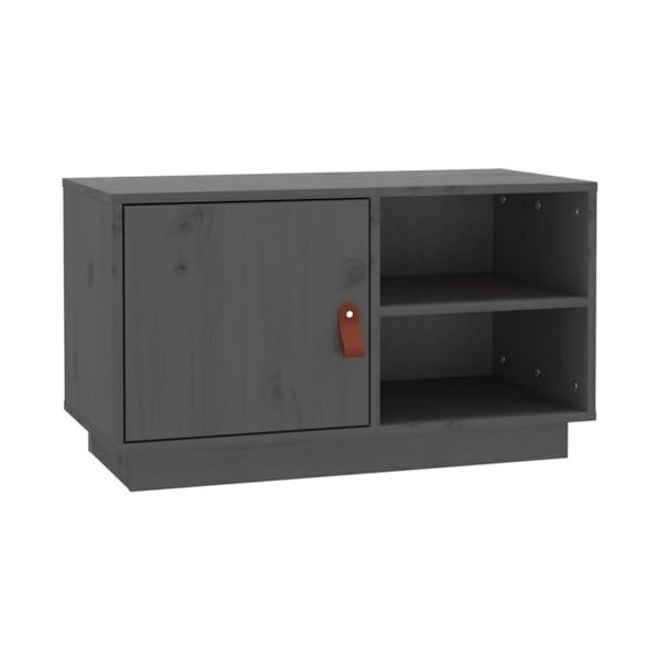 Meuble TV gris 70x34x40 cm bois massif pin