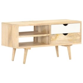 CARESHINE [Meuble TV Meuble en Bois Massif - Meuble TV 95x45 cm - Console multimédia en Bois - Unité de Rangement TV Rustique