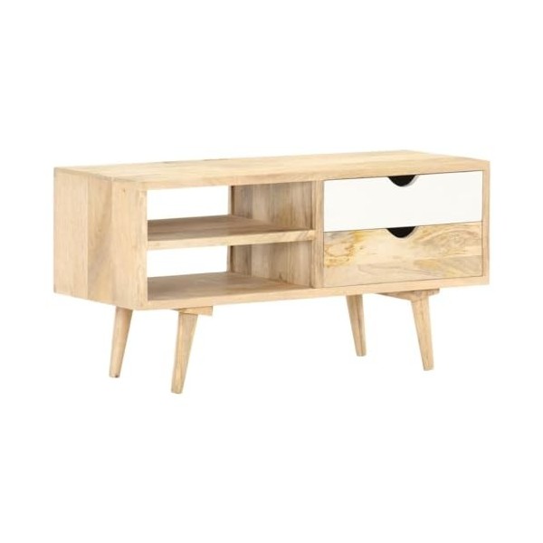 CARESHINE [Meuble TV Meuble en Bois Massif - Meuble TV 95x45 cm - Console multimédia en Bois - Unité de Rangement TV Rustique