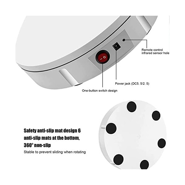 100 kg de Charge 30 cm Grand présentoir Rotatif, 360 Photographie Plateau tournant avec télécommande Automatique, Cadeau pour