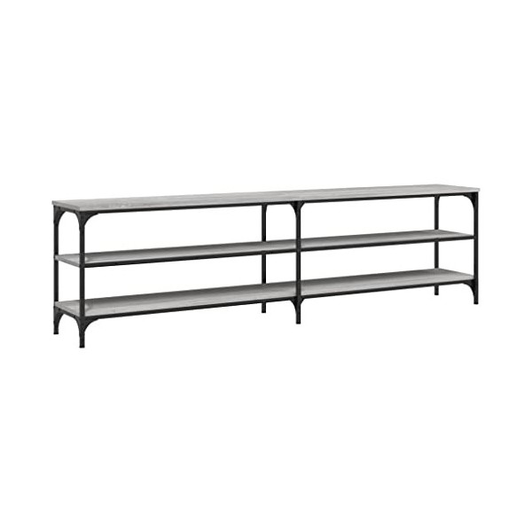 CHRISK Home Hardware Businese Meuble TV en bois et métal Gris Sonoma 180 x 30 x 50 cm
