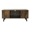 Meuble TV design industriel vintage pour salon, buffet TV avec deux compartiments et deux étagères