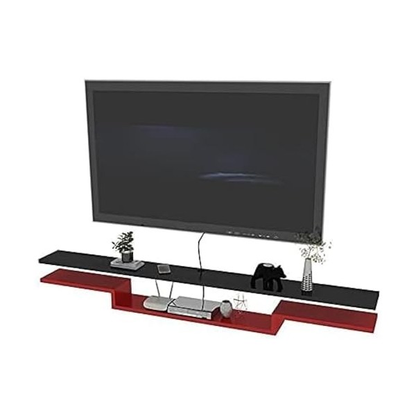 Étagères Flottantes pour Console Multimédia, Étagère TV Non Peinte, Meuble TV Mural Suspendu pour Boîtes De Câbles, Routeurs,