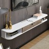 Console multimédia Murale, étagère Flottante pour Composants de Meuble TV, avec tiroir pour unité de Divertissement de Chambr