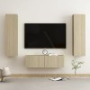 lvssiao Modulo TV Meuble de salon Meuble mural TV 3 pièces aggloméré Couleur chêne Sonoma Table TV facile à nettoyer pour cha