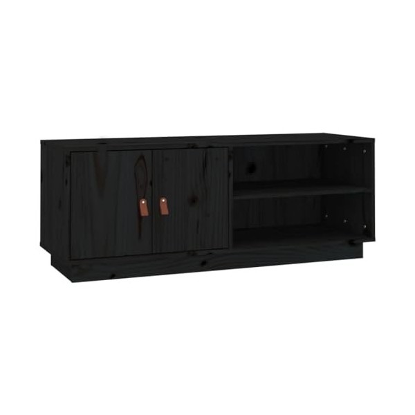 RAUGAJ Centres de divertissement et meubles TV, meuble TV noir, 105 x 34 x 40 cm, pin massif