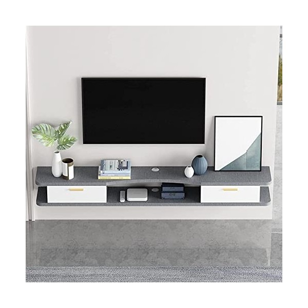 MABIBI Meuble TV mural flottant, support TV flottant, console média de divertissement, meuble TV mural 140 cm/a