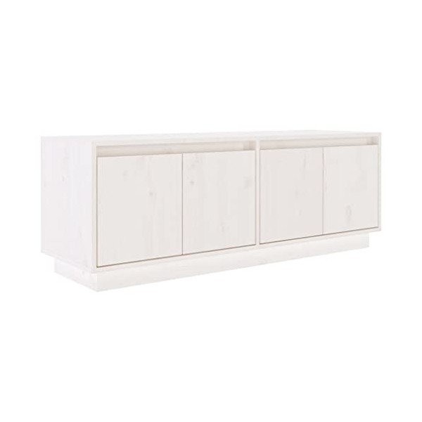 RAUGAJ Meuble TV en pin massif blanc 110 x 34 x 40 cm