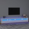 Meuble TV, Banc TV Support de Télévision Table TV Bas Armoire Basse Meuble TV avec lumières LED Blanc 270x35x40 cm