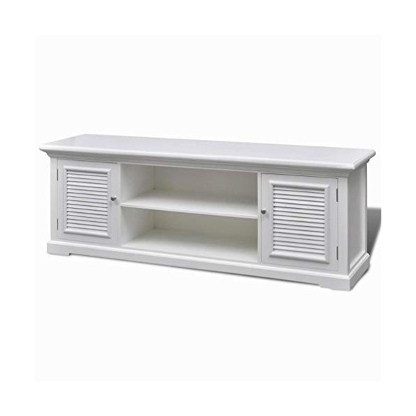 BIGTO Meuble TV pour salon en bois de pin 121 x 30,5 x 41,7 cm