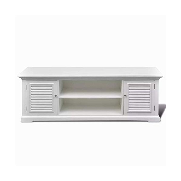 BIGTO Meuble TV pour salon en bois de pin 121 x 30,5 x 41,7 cm