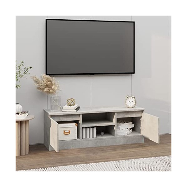 Tidyard Meuble TV avec Porte Armoire TV Bois de Salon Support pour Meubles TV Gris béton 102x30x36 cm