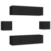 Ensemble de Meuble TV 6 pcs Noir Aggloméré - Meuble TV, Armoire Basse Centre, Support Télé pour Salon Chambre,