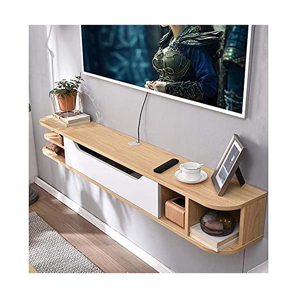 MABIBI Meuble TV mural flottant, meuble TV mural, console multimédia suspendue, support de rangement, convient pour salon, sa