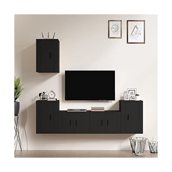WREWING Meuble TV,Bas Table TV Support de Télévision en Bois pour Salon Chambre Salle à Manger,Support pour Téléviseur Jusqu’