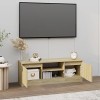 Tidyard Meuble TV avec Porte Armoire TV Bois de Salon Support pour Meubles TV Gris béton 102x30x36 cm