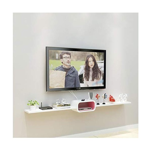 Meuble de télévision Mural Meuble TV Fond Décoration Murale Etagère Routeur Set Top Box Équipement de Jeu Meuble De Rangement