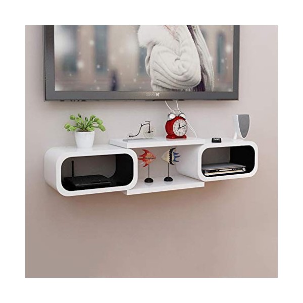 Meuble de télévision Mural Meuble TV Fond Décoration Murale Etagère Routeur Set Top Box Équipement de Jeu Meuble De Rangement