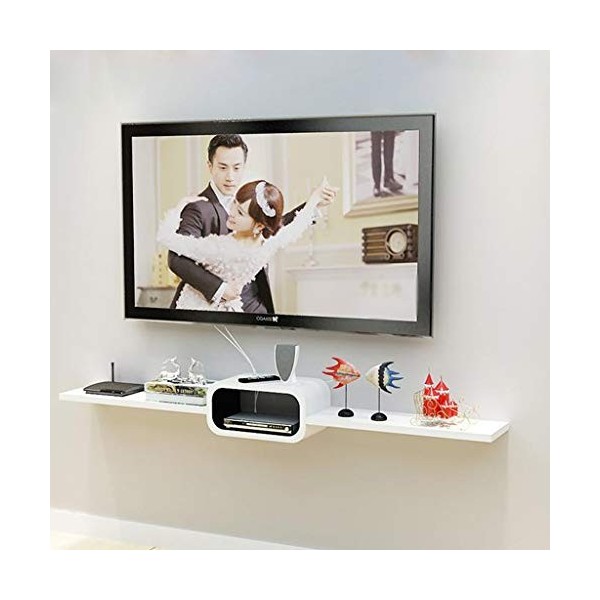 Meuble de télévision Mural Meuble TV Fond Décoration Murale Etagère Routeur Set Top Box Équipement de Jeu Meuble De Rangement