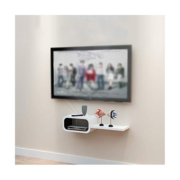 Meuble de télévision Mural Meuble TV Fond Décoration Murale Etagère Routeur Set Top Box Équipement de Jeu Meuble De Rangement