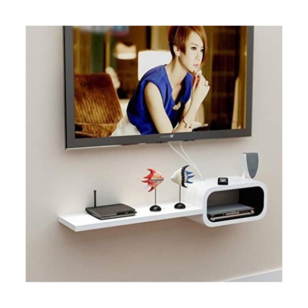 Meuble de télévision Mural Meuble TV Fond Décoration Murale Etagère Routeur Set Top Box Équipement de Jeu Meuble De Rangement