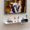 Meuble de télévision Mural Meuble TV Fond Décoration Murale Etagère Routeur Set Top Box Équipement de Jeu Meuble De Rangement