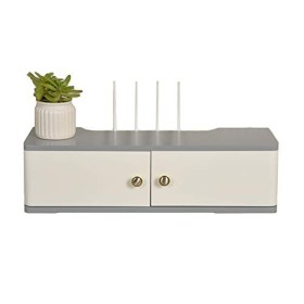 Meuble TV, Lowboard TV, Étagères flottantes, Étagères pour décodeur TV, Boîte de Rangement pour routeur Tenture Murale/Suppor