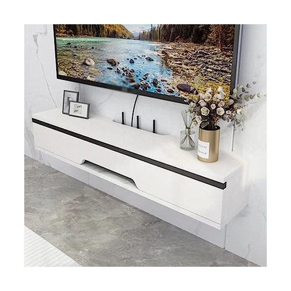 Meuble TV Flottant/Meuble TV Lowboard/Meuble TV Armoire Murale Lowboard,Console MultiméDia TV pour Salon Chambre/Black /150 c