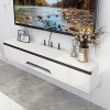 Meuble TV Flottant/Meuble TV Lowboard/Meuble TV Armoire Murale Lowboard,Console MultiméDia TV pour Salon Chambre/Black /150 c