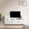 Ensemble de Meubles TV 4 pcs Blanc Brillant Bois dingénierie - Armoire Basse Centre de Divertissement Meuble Stéréo Salon Sa