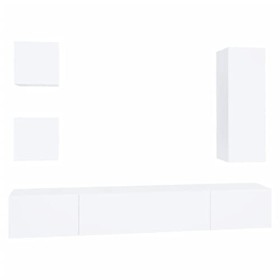 CIADAZ Ensemble de Meubles TV 5 pcs Blanc Bois dingénierie,Meuble TV,Table Basse Salon Meuble TV,Table Basse LED Couleurs