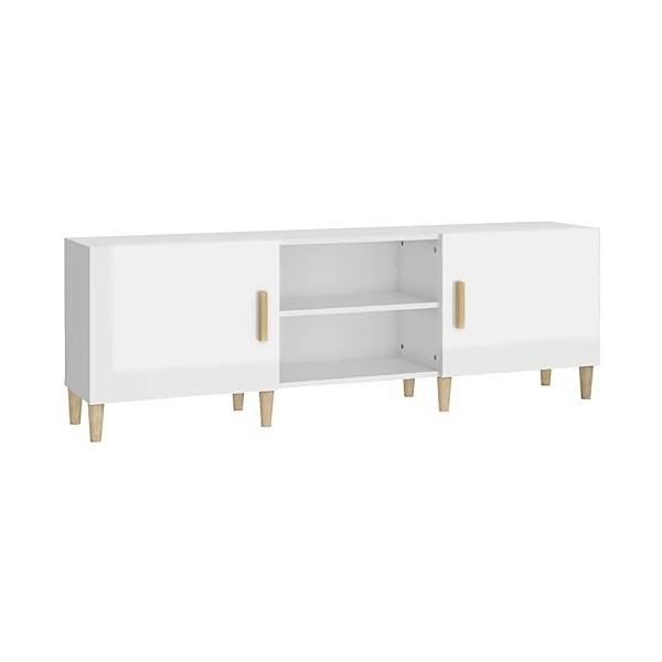 TEKEET Centres de divertissement et meuble TV - Meuble TV blanc brillant - 150 x 30 x 50 cm - Bois dingénierie