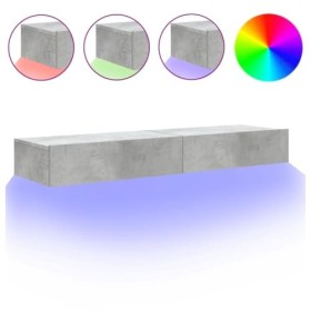 KEAAN Home Hardware Businese Meuble TV avec lumières LED Gris béton 60 x 35 x 15,5 cm