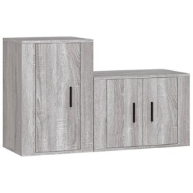 DIGBYS Meuble TV 2 pièces en bois Sonoma gris