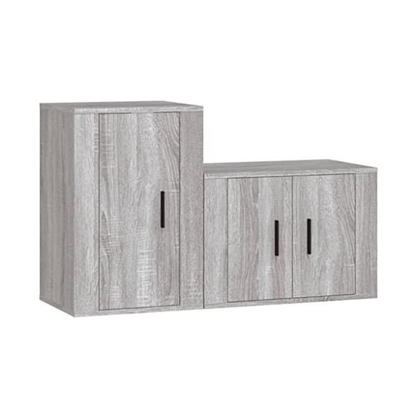 DIGBYS Meuble TV 2 pièces en bois Sonoma gris