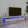 Canditree Meuble TV Moderne avec LED Banc TV avec Compartiment de Rangement Support de Télé pour Salon 260 cm Gris béton 