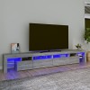 Canditree Meuble TV Moderne avec LED Banc TV avec Compartiment de Rangement Support de Télé pour Salon 260 cm Gris béton 