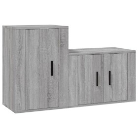 DIGBYS Meuble TV 2 pièces en bois Sonoma gris
