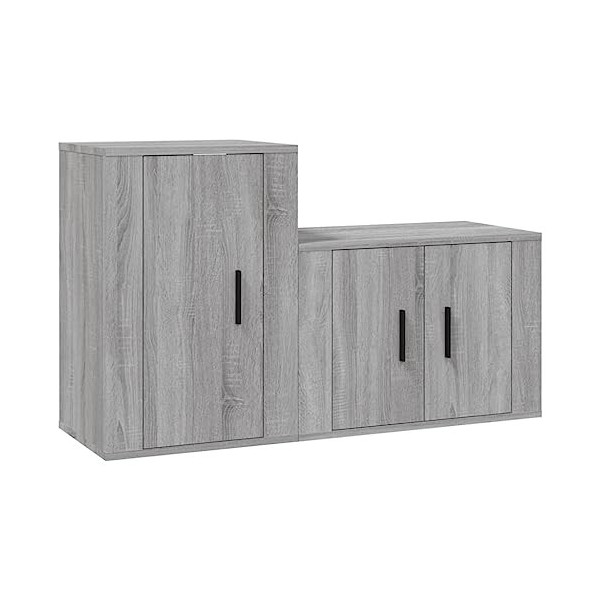 DIGBYS Meuble TV 2 pièces en bois Sonoma gris