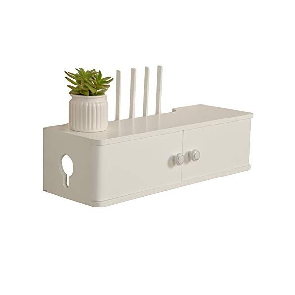 Meuble TV, Lowboard TV, étagères flottantes, étagères pour décodeur TV, Support de Finition de Ligne électrique Blanc 40/60/8