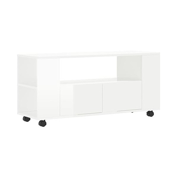 XLUMIO Meuble TV blanc brillant 102 x 34,5 x 43 cm