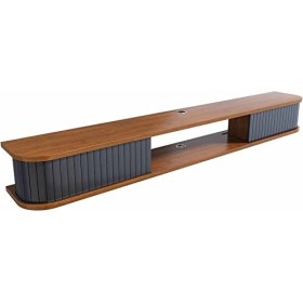 Meuble TV Flottant, Meuble TV Mural en Bois Massif Mat, Console TV Suspendue pour Décodeurs Câbles Routeurs Lecteurs DVD/C / 