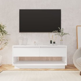 vidaXL Meuble TV Centre de Divertissement Armoire Basse Armoire Stéréo Salon Salle de Séjour Maison Intérieur Blanc 102x41x44