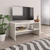 homiuse Meuble TV Blanc 80x40x40 cm Aggloméré Bibliothèque Style Classique Support de TV Table TV Meuble Salon Armoire TV Cha
