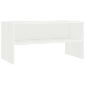 homiuse Meuble TV Blanc 80x40x40 cm Aggloméré Bibliothèque Style Classique Support de TV Table TV Meuble Salon Armoire TV Cha