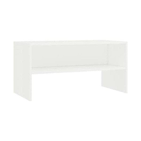 homiuse Meuble TV Blanc 80x40x40 cm Aggloméré Bibliothèque Style Classique Support de TV Table TV Meuble Salon Armoire TV Cha