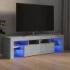 Annlera Meuble TV avec Lumières LED Colorées Gris Béton 140x36,5x40 cm Bois dingénierie Moderne Banc TV Maison Salon Grand E