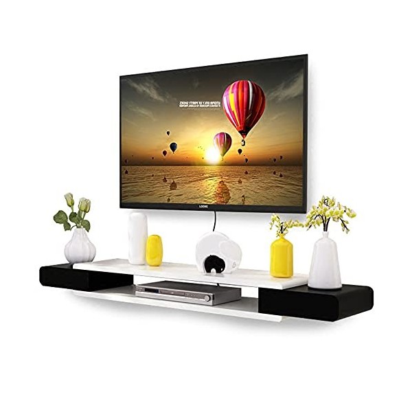 Meuble TV flottant, meuble TV mural pour console de divertissement multimédia avec cloisons flottantes, étagère pour composan